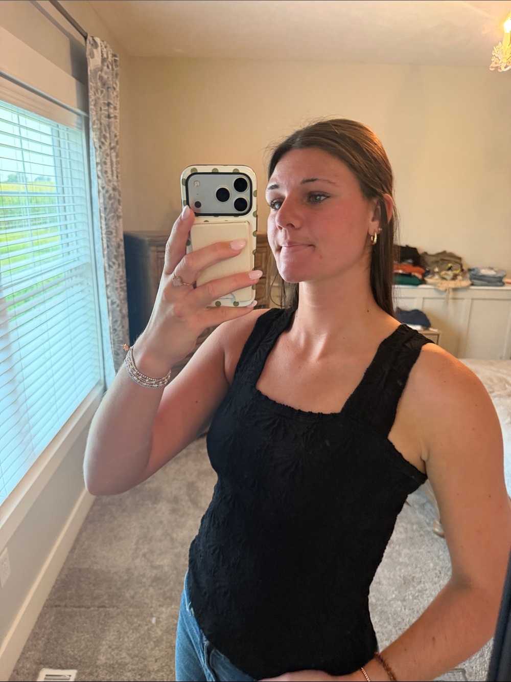 Altard State Black Textured Square-Neck Tank Top. Free People look alike